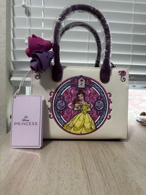 Loungefly Disney Beauty and the Beast Belle Stained Glass Portrait Crossbody Bag